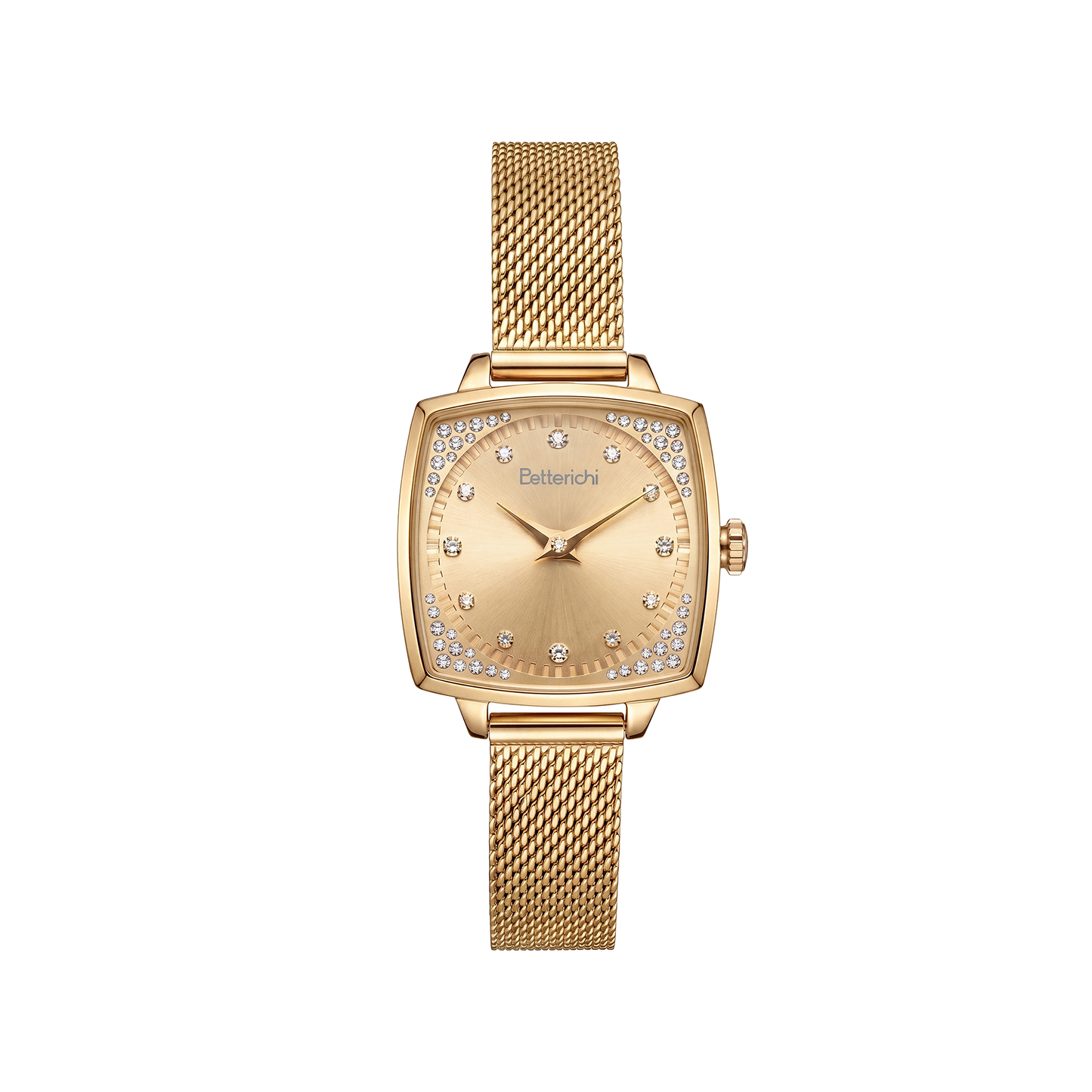 Betterichi-women_s-cushion-square-watch-with-champagne-gold-sunburst-dial-crystal-bezel-and-gold-tone-mesh-bracelet