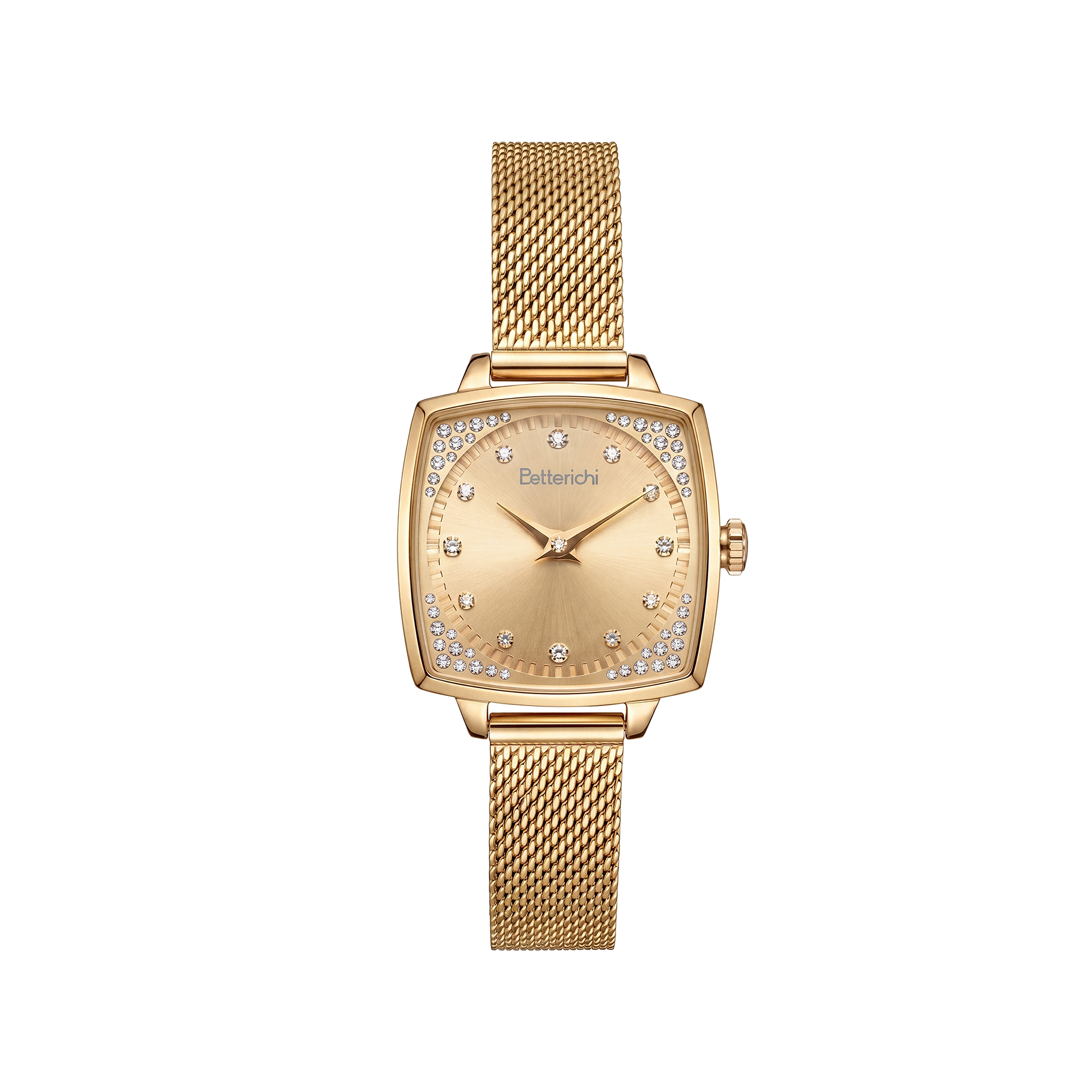 Betterichi-women_s-cushion-square-watch-with-champagne-gold-sunburst-dial-crystal-bezel-and-gold-tone-mesh-bracelet