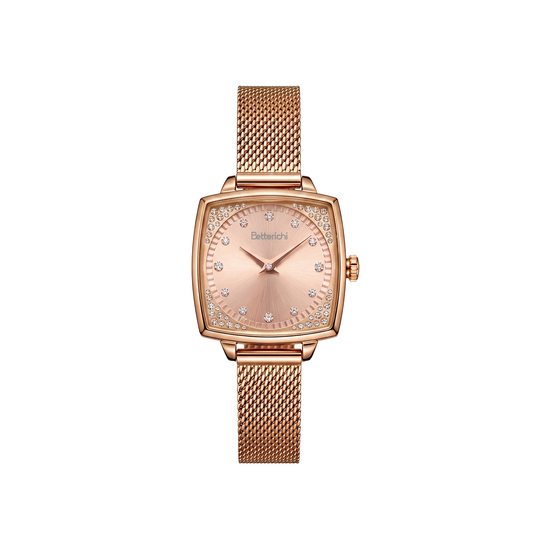 Betterichi-women_s-cushion-square-watch-with-rose-gold-sunburst-dial-crystal-set-bezel-and-rose-gold-mesh-bracelet