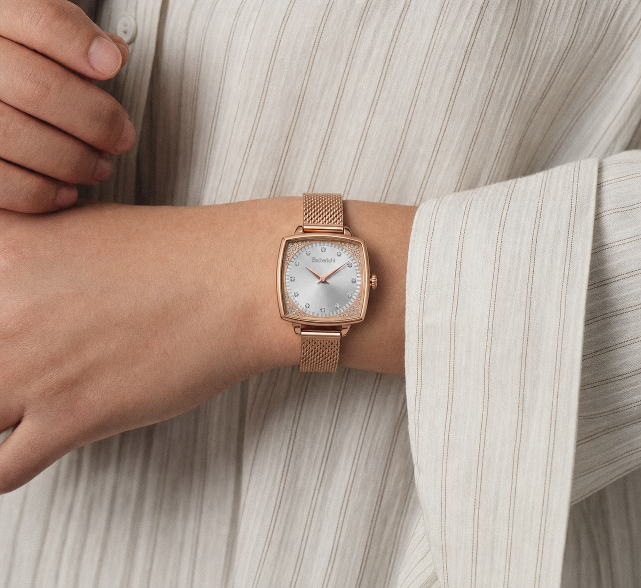 betterichi-women-square-watch-silver-sunburst-dial-crystal-set-bezel-rose-gold-mesh-bracelet-rose-gold-jewelry-watch